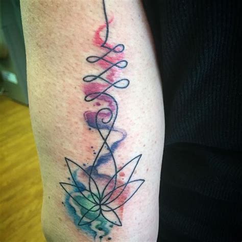 Tattoo Uploaded By Stacie Mayer • Linework Watercolor Lotus Tattoo By