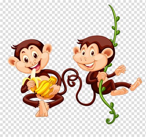 Monkey Eating Banana Cartoon Monkey Transparent Background Png