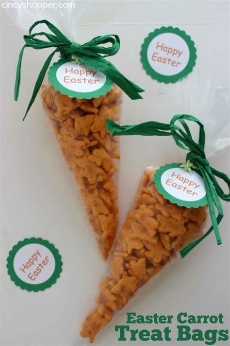 Whether you're buying easter gifts for your class or your kid's, these ideas are going to please grab these personalized easter cards for the class and they can have fun with the little attached mazes too. Easter Carrot Treat Bags - CincyShopper
