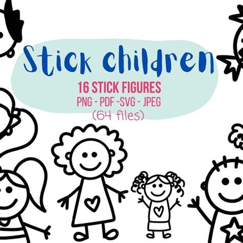 Stick Figures Svg File Stick Children Stick Boy Clipart Etsy