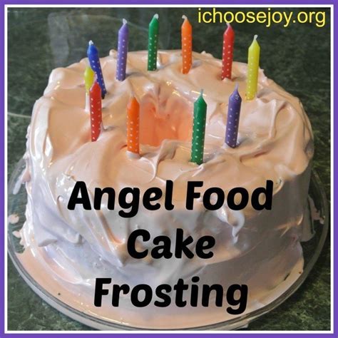This chocolate angel food cake frosted in. Recipe: Angel Food Cake Frosting