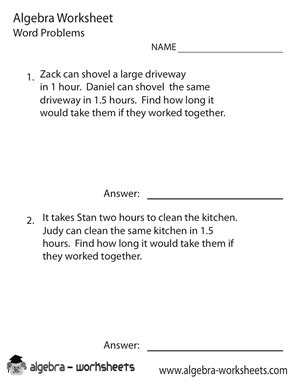 In these worksheets, students will practice solving word problems using basic and intermediate algebra skills. Free Printable Algebra Word Problems Worksheets - Also Available Online