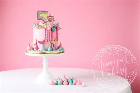 Magically Fun Rainbow Unicorn And Mermaid Birthday Cake Mermaid