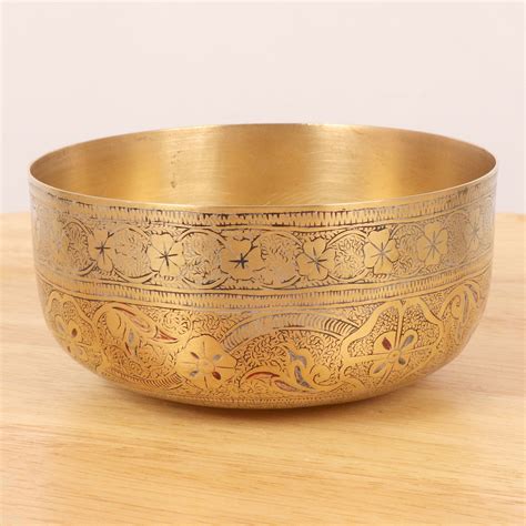 Dish Bowl Vintage Solid Brass Handmade Floral Etsy Solid Brass