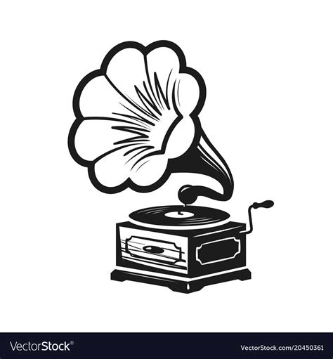 Gramophone Phonograph Logo Or Label Record Vector Image