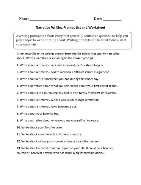 14 Best Images Of Worksheets 4th Grade Narrative Writing