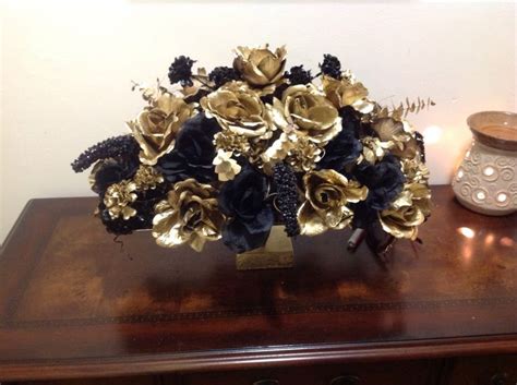 Save big on bulk wedding flowers by purchasing from your favorite discount big box store. Gold and black silk flower arrangement | grandma 80th ...