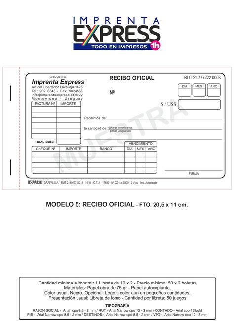 Modelo Recibo Imprenta Express Formato De Pago Honorarios Actualizado Sexiz Pix