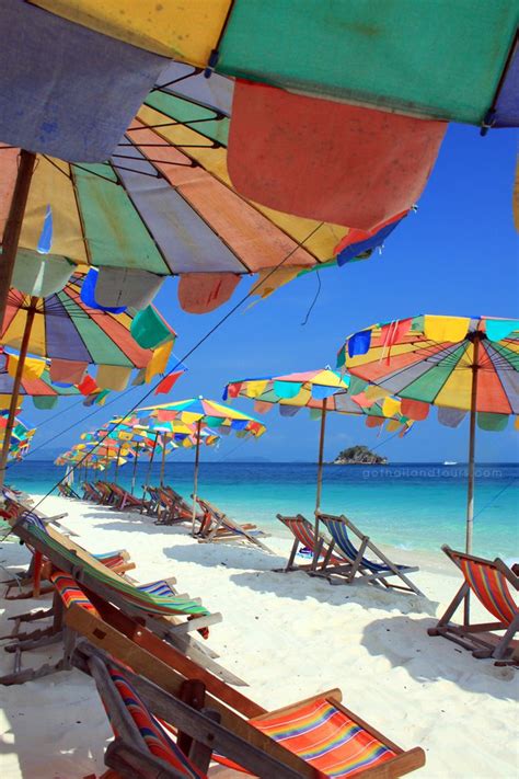 Colorful Beach Umbrellas Under Blue Sky Phuket Beach Thailand Phuket Thailand Phuket