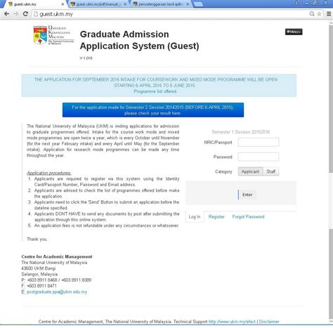 Maklumat kekosongan ini adalah seperti yang diiklankan. Sistem Permohonan dan Kemasukan Secara Online Program ...
