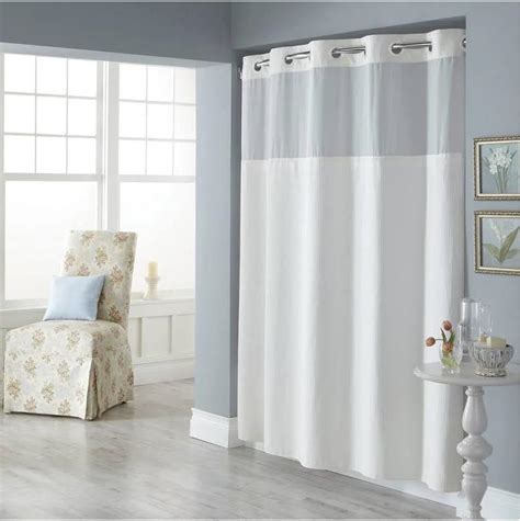 Trendy Linens Hookless Shower Curtain See Through Top Hotel