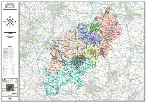 Northamptonshire County Map Digital Download Uk