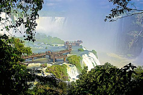 Walkway Over The Brink Of Waterfalls In Iguazu Falls National Park