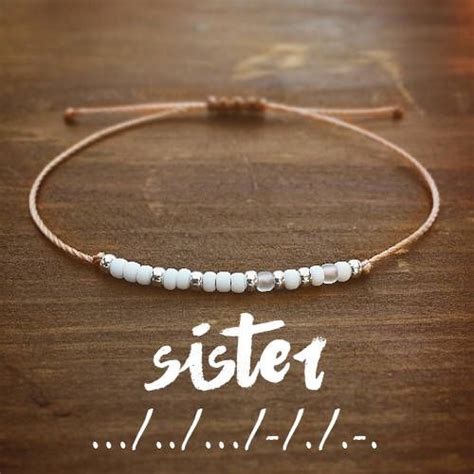 Gifts for sister morse code bracelet sterling silver handmade bead adjustable string bracelets inspirational jewelry for women. RESERVED For Angela Sister Morse Code Bracelet Friendship ...