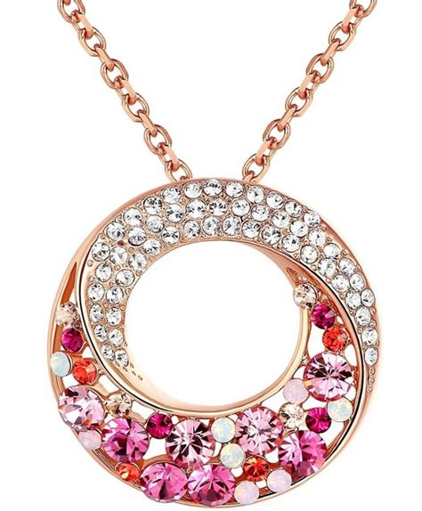 Multi Stone Swarovski Elements Crystal Necklace Pink Co120tohfa5