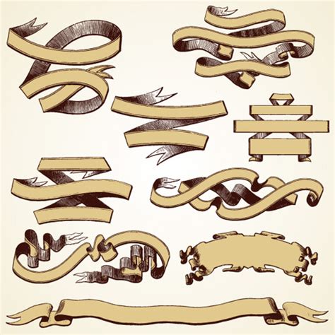 Different Vintage Ribbon Design Vector Free Download