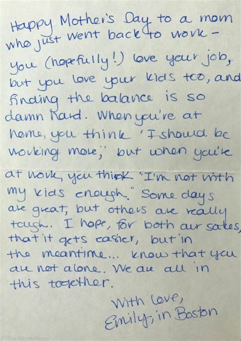 The examples provided above should be enough to get you started writing the perfect cover letter for a new job. These Hand-Written Mother's Day Letters Prove Moms Have ...