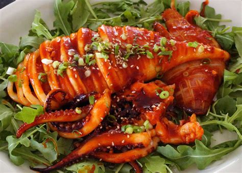 Spicy Grilled Squid Ojingeo Tonggui Recipe Korean Food Squid