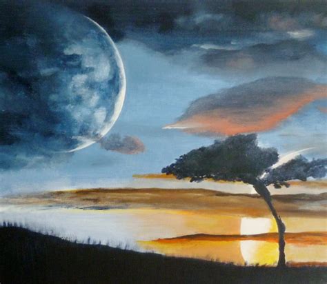 Peinture paysage nocturne/VENDU