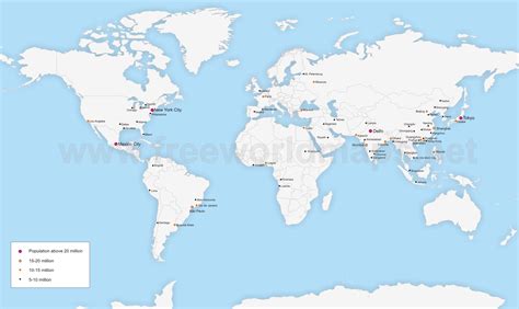 World Map Major Cities Map Vector
