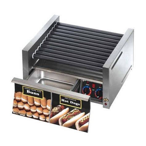 Star 50scbd Grill Max 50 Hot Dog Roller Grill With Bun Drawer And