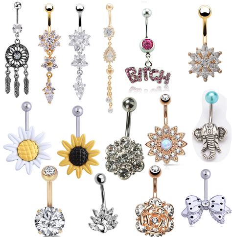 1pc Sexy Dangle Belly Bars Belly Button Rings Fashion Surgical Steel