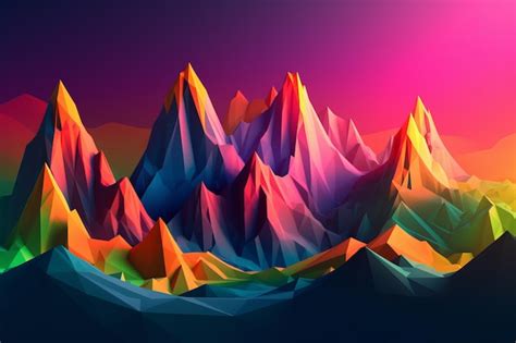 Premium Photo A Colorful Mountain Range With A Purple Background