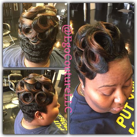 Updos for medium hair are so versatile. Waves and Pin Curls | Finger wave hair, Quick weave ...