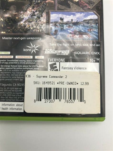 Supreme Commander 2 Microsoft Xbox 360 2010 Complete Cib Free