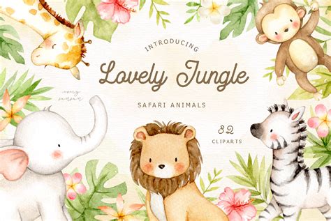 Lovely Jungle Safari Animals Clipart By Everysunsun Thehungryjpeg