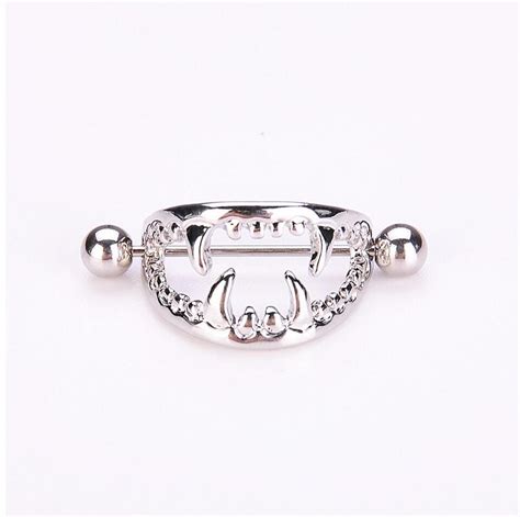 1 Womens Nipple Tooth Steel Ring Fangs Vampire Stainless Body