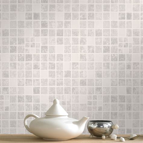 Graham And Brown Strata 56 Sq Ft Mid Grey Vinyl Textured Tile Unpasted