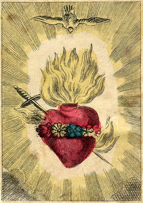 Antique Graphic Amazing French Holy Card Sacred Heart The