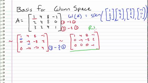 Linear Algebra 19 Basis For Column Space Youtube