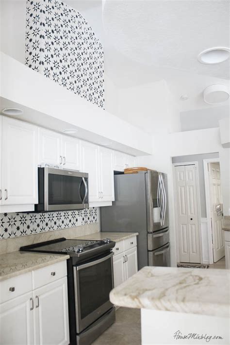 Tile stencils will save you a lot of money on your kitchen or bath renovation. Stenciling kitchen wall to look like backsplash tile ...