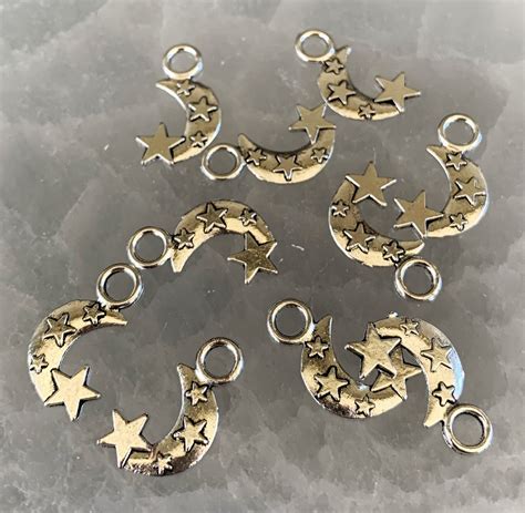 10 Starry Moon Charms Celestial Jewelry Making Supplies Etsy