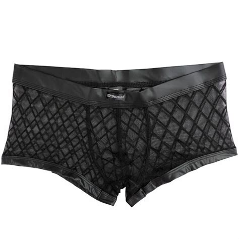 Sexy Mens Boxer Brief Breathable Underwear Thongs Mesh Homme Elastic