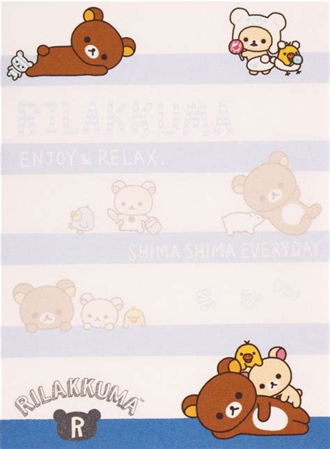 Rilakkuma Bear Shima Shima Everyday Blue Stripes Mini Note Pad San X