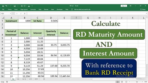 How To Calculate Recurring Deposit Interest In Excel Rd Maturity