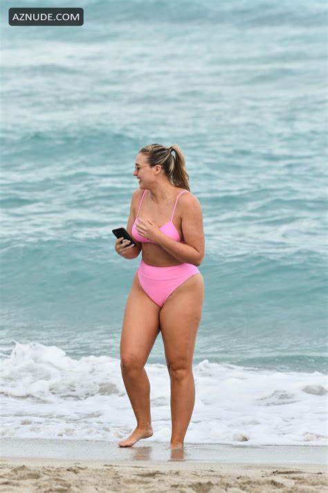 Iskra Lawrence Sexy Curves At The Beach In A Pink Bikini In Miami Aznude