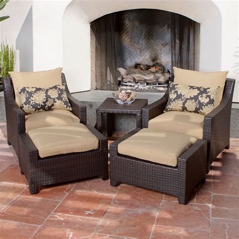 What are the separate furniture measurements for the chair and ottoman? Delano 5-piece Outdoor Chair and Ottoman with Side Table ...