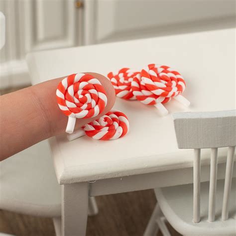 Dollhouse Miniature Candy Cane Lollipops Holiday Miniatures