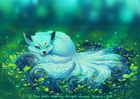 White Kitsune By O0dzaka0o Fantasy Beasts Cute Fantasy Creatures