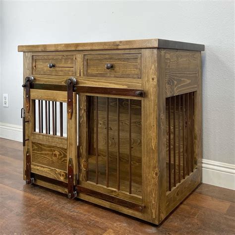Dog Crate With Drawers Sliding Barn Door Crate With Etsy