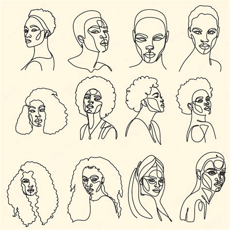 Premium Vector Line Art Woman Face Drawing Black Woman Vector Afro American Female Logo