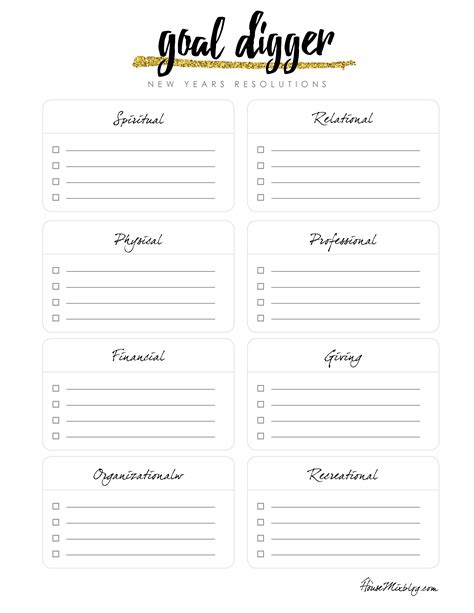 Goal Digger New Years Resolution Printable House Mix