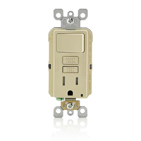 Leviton 15 Amp Smartlockpro Combination Gfci Outlet And Switch Ivory