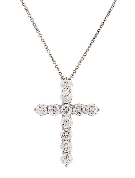 Tiffany And Co Platinum Diamond Cross Pendant Necklace 950 Platinum