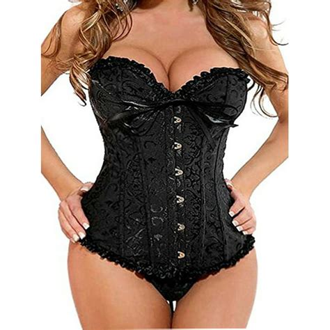 Sayfut Fashion Womens Lace Up Boned Sexy Overbust Corset Bustier Plus Size Bodyshaper Top With