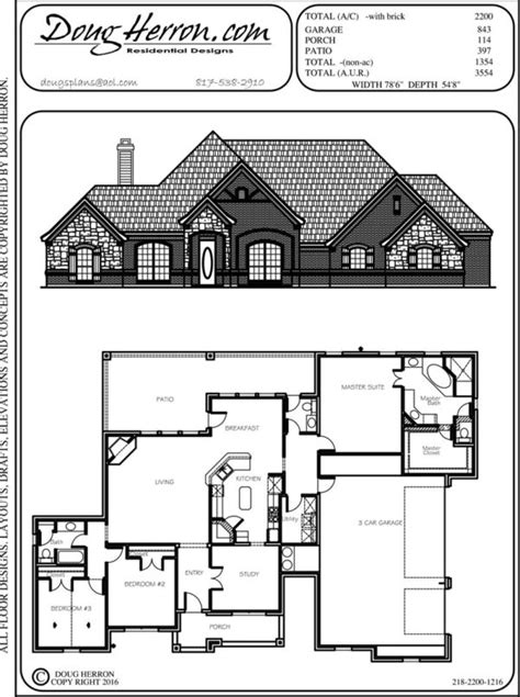 2200 Sq Ft 3 Bed 25 Bath House Plan Doug Herron Residential Designs